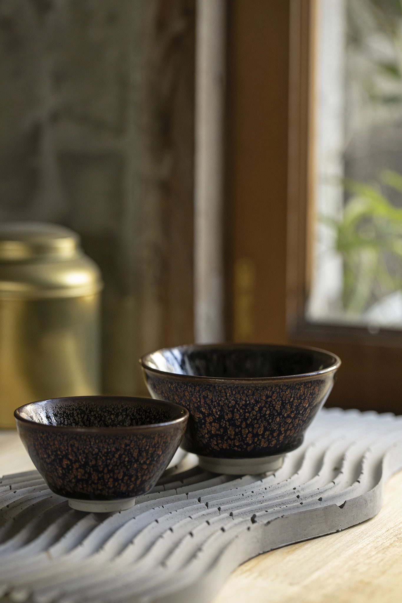 金晶曜虹油滴天目茶碗，共3張